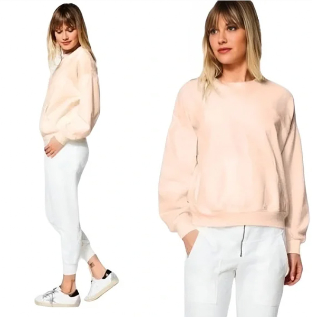 Young Fabulous & Broke Mixed Media Pullover Sweatshirt in Guava Peach $215